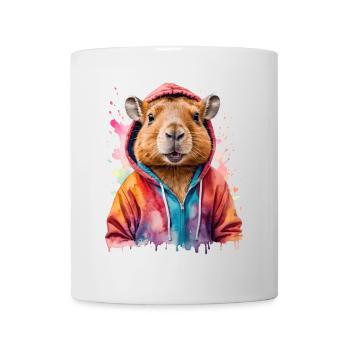 Capybara Hoodie Capy Colorful Animal Design Print - Mug - white - Front