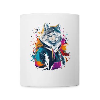 Hip Hop Wolf Vintage Urban Streetwear - Mug - white - Front