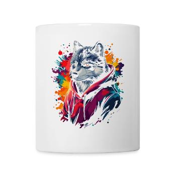 Hip Hop Wolf Vintage Urban Streetwear - Mug - white - Front