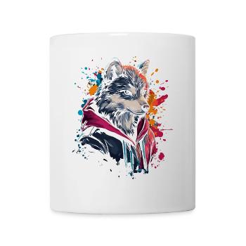 Hip Hop Wolf Vintage Urban Streetwear - Mug - white - Front