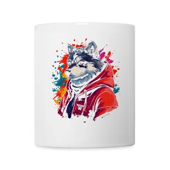 Hip Hop Wolf Vintage Urban Streetwear - Mug - white - Front