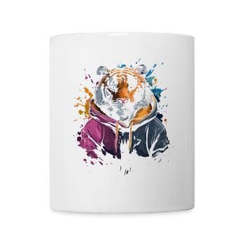 Hip Hop Tiger Vintage Urban Streetwear - Tasse - Weiß - Vorne