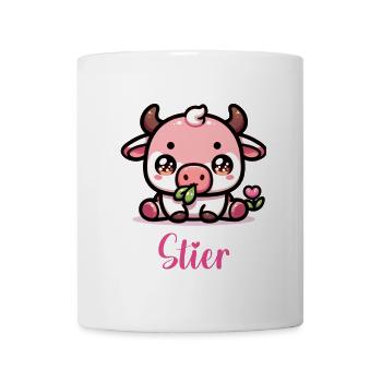 Stier Design für Sternzeichen Fans – Kawaii Motiv - Tasse - Weiß - Vorne