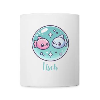 Fische Design für Sternzeichen Fans – Kawaii Motiv - Tasse - Weiß - Vorne