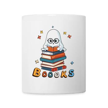 Cute Funny Book Lover Ghost - Mug - white - Front