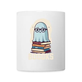Cute book lover ghost with book - Mug - white - Front