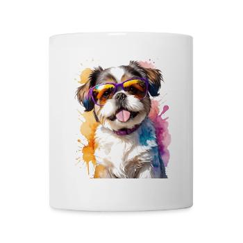 Shih Tzu Sonnenbrille Hund Lustig Tier Print - Tasse - Weiß - Vorne