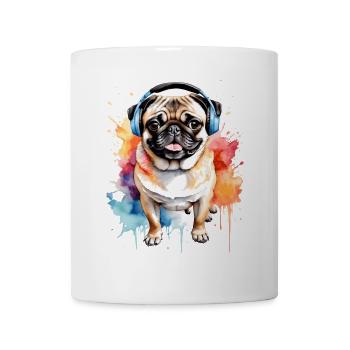 Carlin Casque Chien Coloré Drôle Animal Design Imprimer - Mug blanc - blanc - Devant