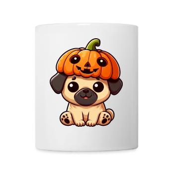 Cute Halloween Pumpkin Pug Dog Cartoon October - Mug - white - Front