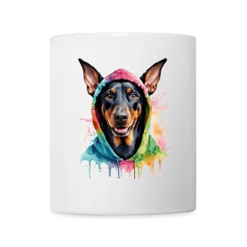Dobermann Hoodie Hund Bunt Lustig Tier Print - Tasse - Weiß - Vorne