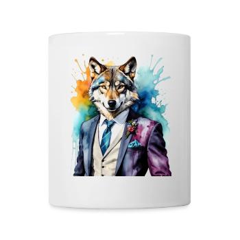Costume de loup Imprimé coloré de design d’animaux - Mug blanc - blanc - Devant