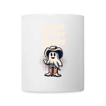 Cowboy With Boots Line Dance Ghost Vintage Retro - Mug - white - Front