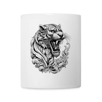 Grafisches Streetwear Tiger Shirt - Tasse - Weiß - Vorne