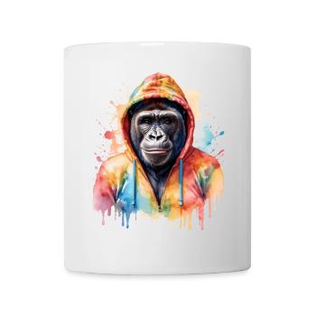 Gorille Sweat à capuche Monkey Imprimé de design d’animaux colorés - Mug blanc - blanc - Devant