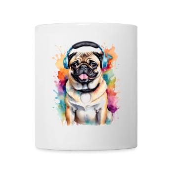 Carlin Casque Chien Coloré Drôle Animal Design Imprimer - Mug blanc - blanc - Devant