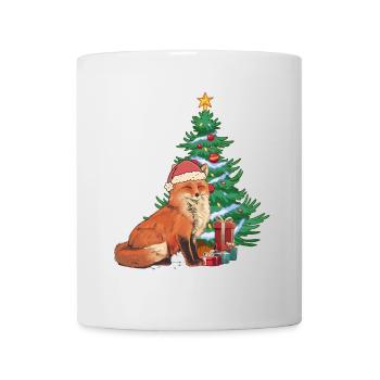 Fuchs Nikolaus Weihnachtsmann Santa Tannenbaum - Tasse - Weiß - Vorne