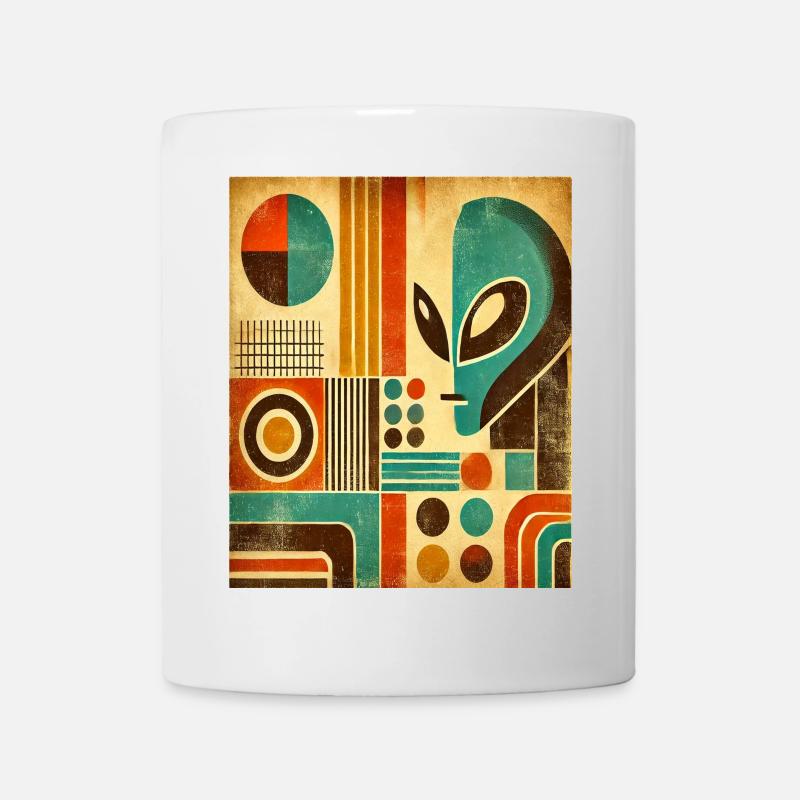 Retro abstract image with Alien face. - Mug - white