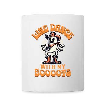 Cowboy With Boots Line Dance Ghost Vintage Retro - Mug - white - Front