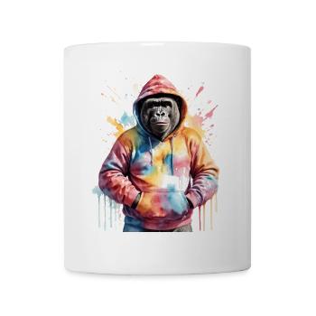 Gorille Sweat à capuche Monkey Imprimé de design d’animaux colorés - Mug blanc - blanc - Devant