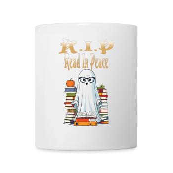 Cute Book Lover Ghost Halloween - Mug - white - Front