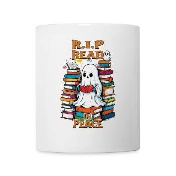 Cute book lover ghost reading in peace - Mug - white - Front