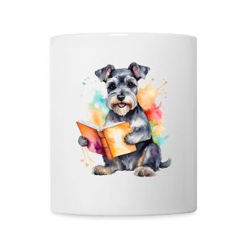 Zwergschnauzer Lesen Hund Lustig Tier Design Print - Tasse - Weiß - Vorne