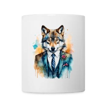 Costume de loup Imprimé coloré de design d’animaux - Mug blanc - blanc - Devant