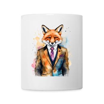 Fuchs Anzug Bunt Tier Design Print - Tasse - Weiß - Vorne