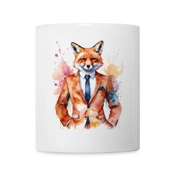 Fuchs Anzug Bunt Tier Design Print - Tasse - Weiß - Vorne