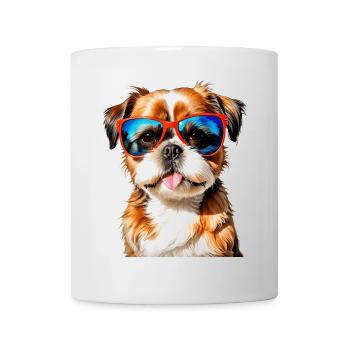 Shih Tzu Sonnenbrille Hund Lustig Tier Print - Tasse - Weiß - Vorne