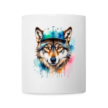 Casquette Wolf Snapback Imprimé coloré de design d’animaux - Mug blanc - blanc - Devant