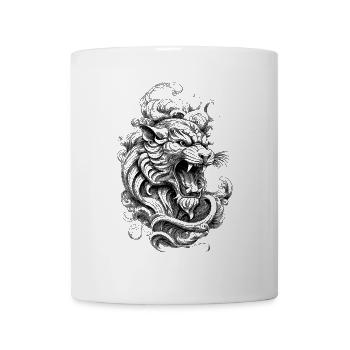 Tattoo-Tiger Shirt im urbanen Street-Look - Tasse - Weiß - Vorne