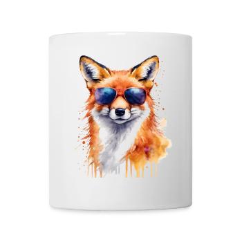 Fuchs Sonnenbrille Bunt Tier Design Print - Tasse - Weiß - Vorne