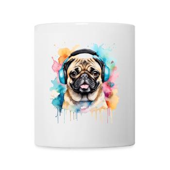 Carlin Casque Chien Coloré Drôle Animal Design Imprimer - Mug blanc - blanc - Devant
