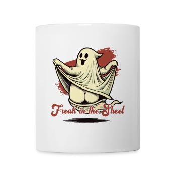 Freak in the Sheet Humorvoll Sarkastisch Halloween - Tasse - Weiß - Vorne