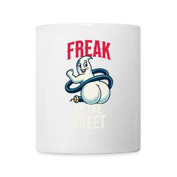Freak Under Sheet Lustiges Gespenster Design - Tasse - Weiß - Vorne