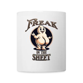 Freak Under the Sheet Lustiges Gespenster Design - Tasse - Weiß - Vorne