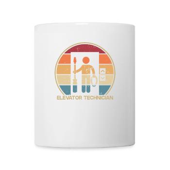 Retro-Techniker, Reparaturinspektor, Aufzug - Tasse - Weiß - Vorne