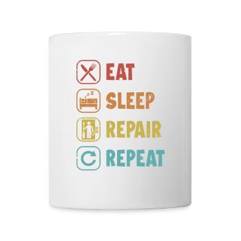 Essen Schlaf Reparatur Wiederholen Sie Techniker Reparatur - Tasse - Weiß - Vorne