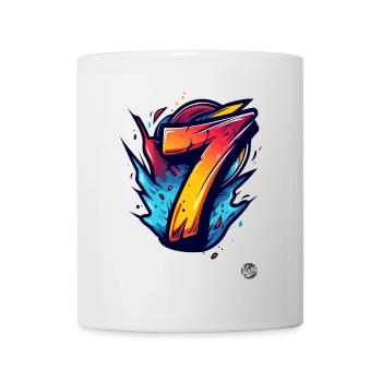 Knalliges "7" Design mit explosiven Farben - Tasse - Weiß - Vorne