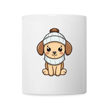 Hund Winter Comic Niedlich - Tasse - Weiß - Vorne