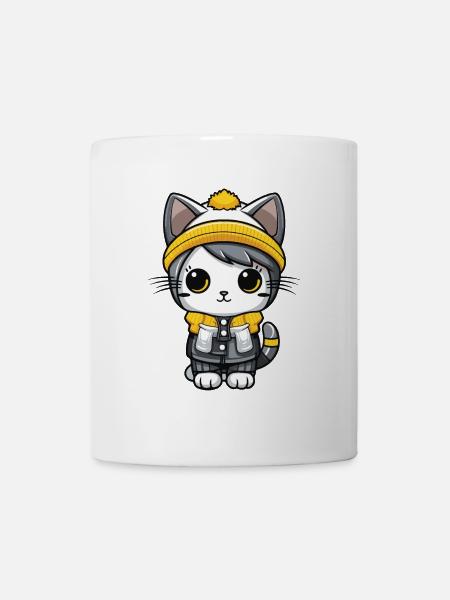 Katze Winter Comic Niedlich - Tasse - Weiß