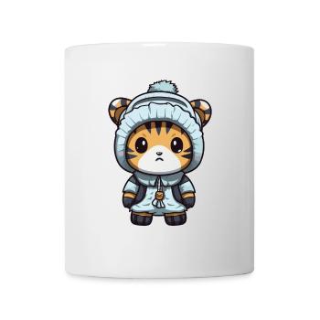 Tiger Winter Comic Niedlich - Tasse - Weiß - Vorne