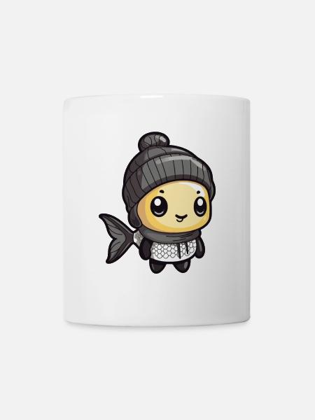 Fisch Winter Comic Niedlich - Tasse - Weiß