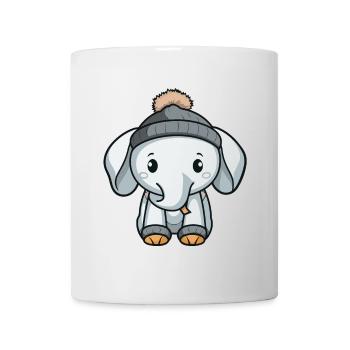 Elefant Winter Comic Niedlich - Tasse - Weiß - Vorne