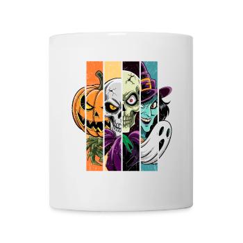 Halloween Monsters: Witch, Ghost, Skeleton, Skull. - Mug - white - Front