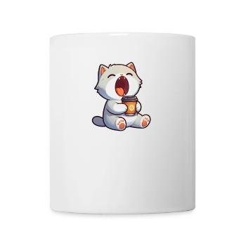 Chat mignon dessin animé café amateur de café Morgenmu - Mug blanc - blanc - Devant