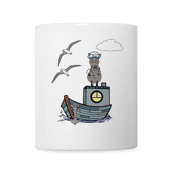 Seepferd Matrose maritim Kinder Kind Boot Ahoi - Tasse - Weiß - Vorne