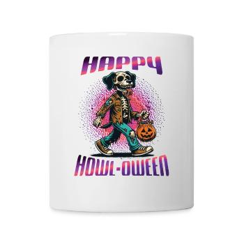 Happy Howl-oween Lustiger Halloween Hunde Spruch - Tasse - Weiß - Vorne