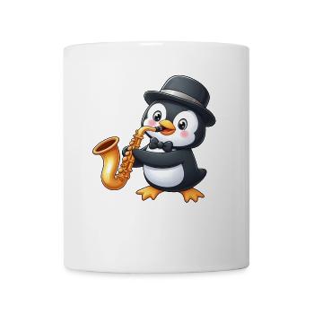 Pinguin Saxofon Saxofonist Jazz Musiker Musik - Tasse - Weiß - Vorne